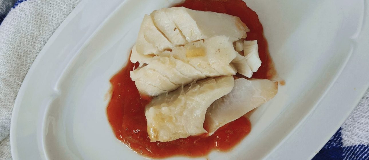 Bacalao con mermelada de tomate