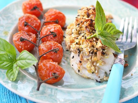 Bacalao con costra de frutos secos